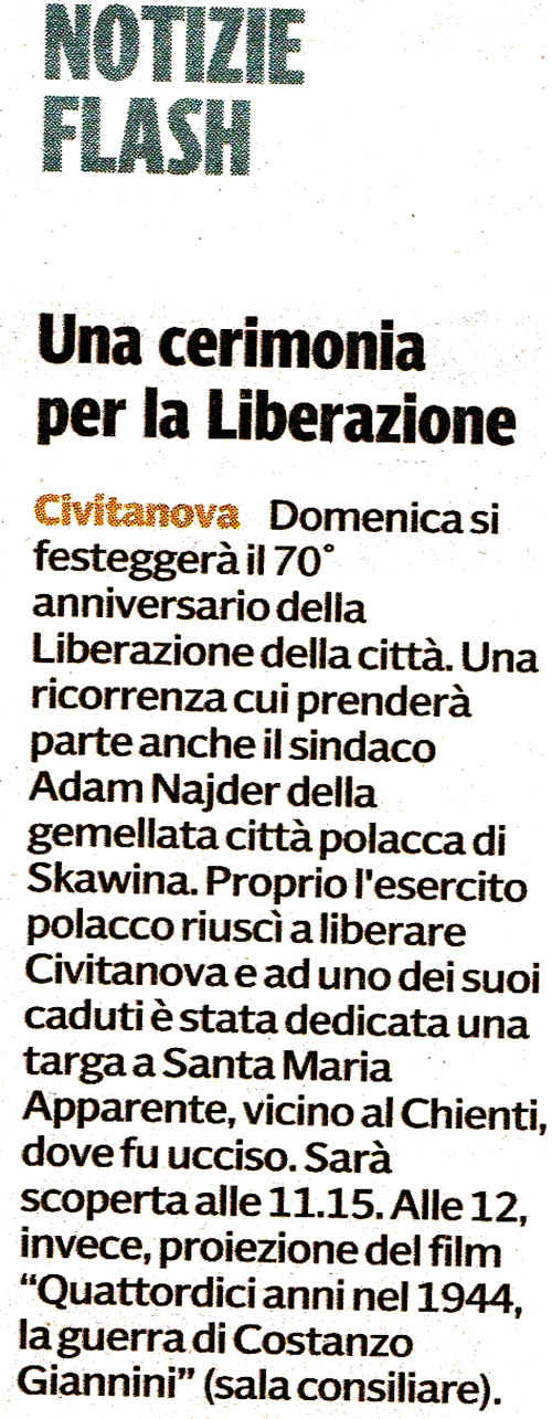 Dal Corriere Adriatico del 28 giugno 2014