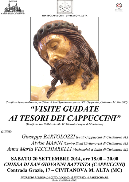 Visite guidate ai tesori dei Cappuccini - Sabato 20 settembre 2014 dalle 18.00 alle 20.00 chiesa di San Giovanni Battista a Civitanova Alta