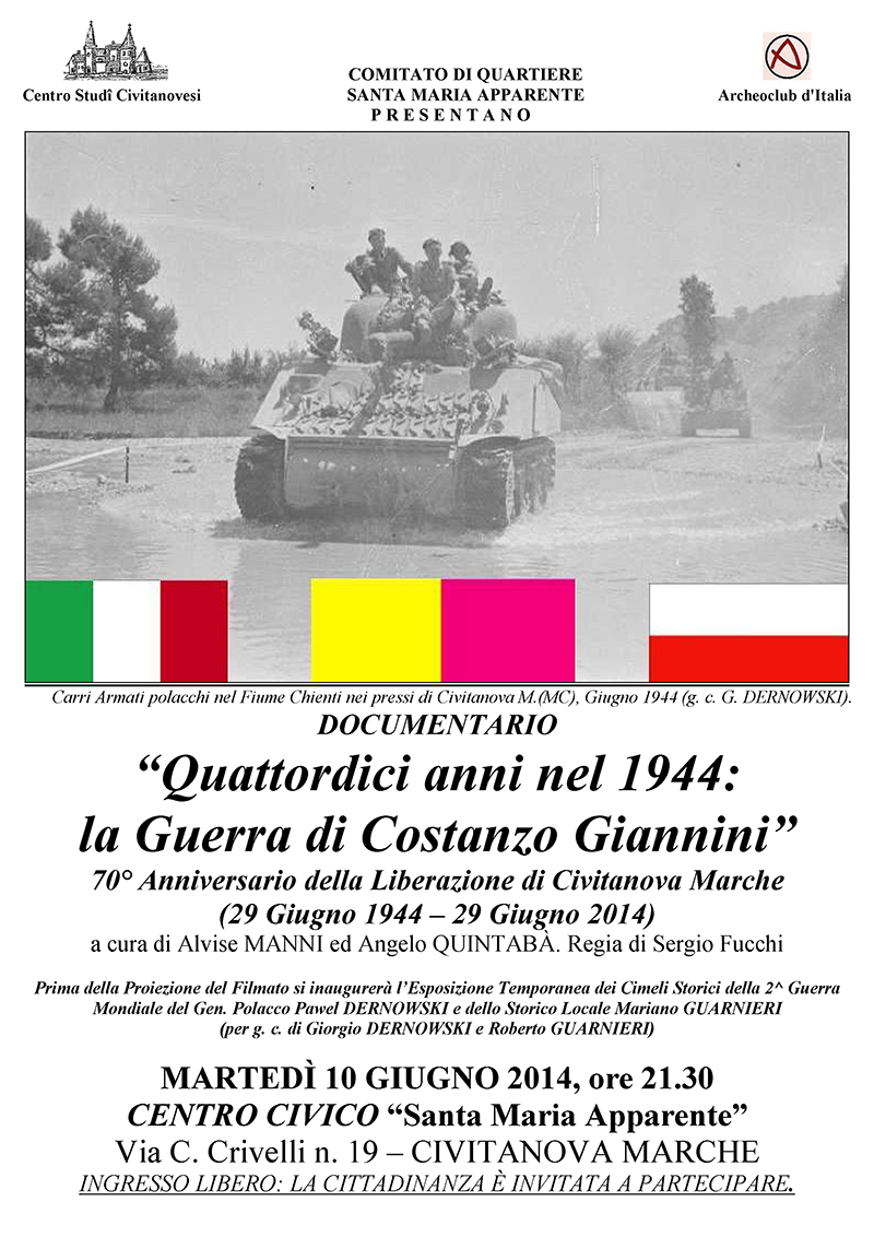 Quattordici anni nelo 1944: la Guerra di COstanzo Giannini. Documentario per il 70° anniversario della liberazione di Civitanova Marche - 29 giugno 1944 / 29 giugno 2014.