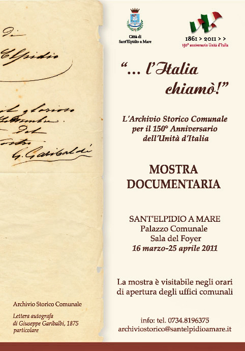 Inaugurazione della mostra documentaria <<....l'Italia chiamò!>> Sant'Elpidoio A Mare , 16 marzo 2011 - Palazzo Comunale.