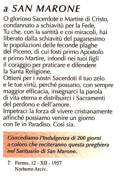 Santino dedicato a San Marone Martire